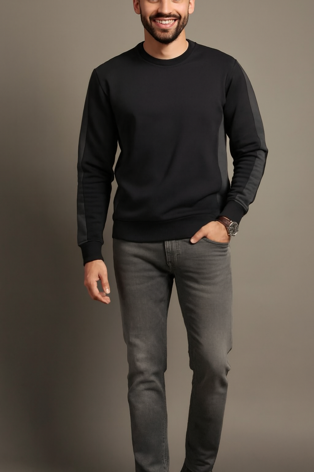 Coreline Crew Sweatshirt - Black & Charcoal