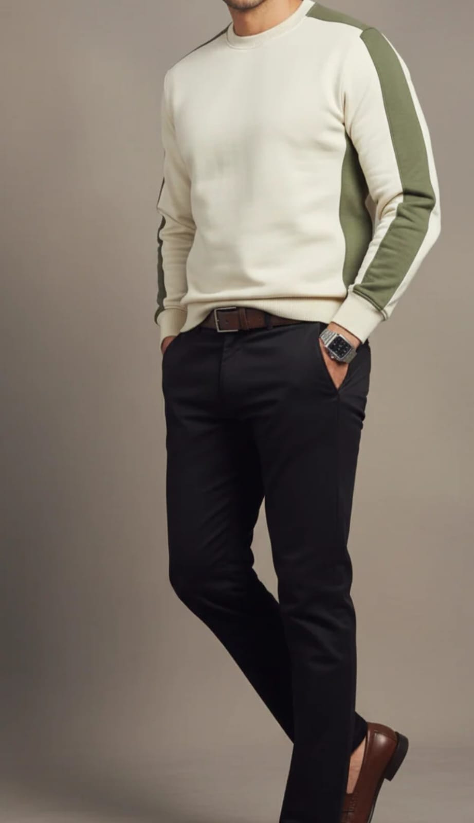 Coreline Crew Sweatshirt - White & Green