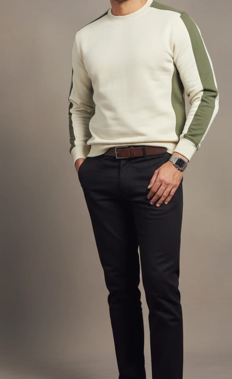 Coreline Crew Sweatshirt - White & Green