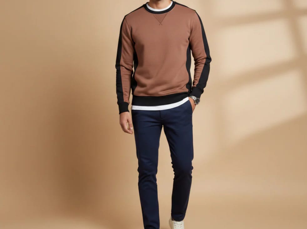 Coreline Crew Sweatshirt - Brown & Black